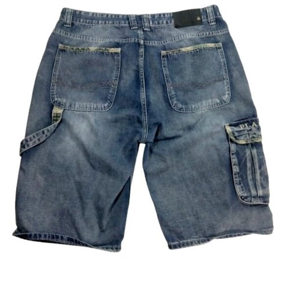 Vtg Y2K Play Bigg Mens Jean shorts Jorts Baggy Wide Leg Skater Jeans Den… - Picture 6 of 8